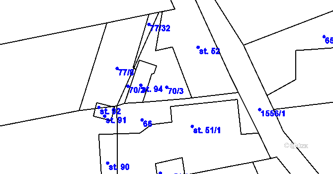 Parcela st. 70/3 v KÚ Frýdnava, Katastrální mapa