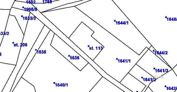 Parcela st. 113 v KÚ Frýdštejn, Katastrální mapa