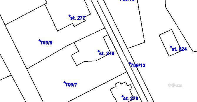 Parcela st. 278 v KÚ Frýdštejn, Katastrální mapa
