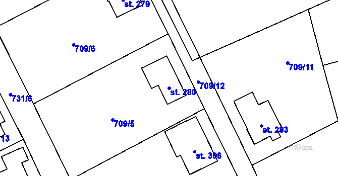 Parcela st. 280 v KÚ Frýdštejn, Katastrální mapa