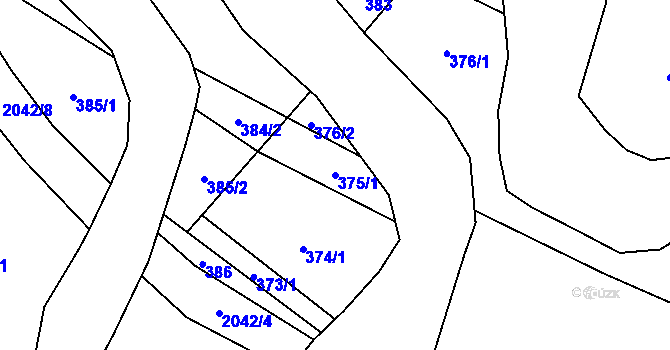 Parcela st. 375/1 v KÚ Frýdštejn, Katastrální mapa