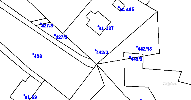 Parcela st. 442/3 v KÚ Frýdštejn, Katastrální mapa