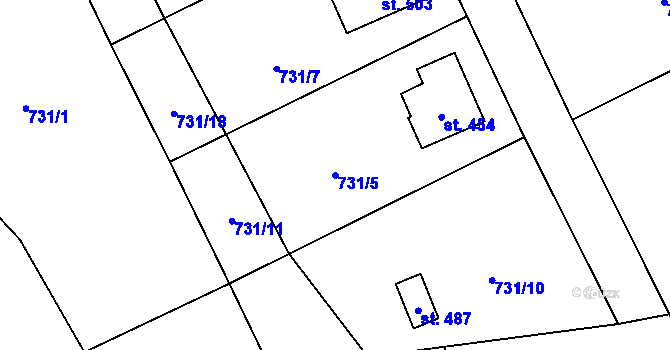 Parcela st. 731/5 v KÚ Frýdštejn, Katastrální mapa
