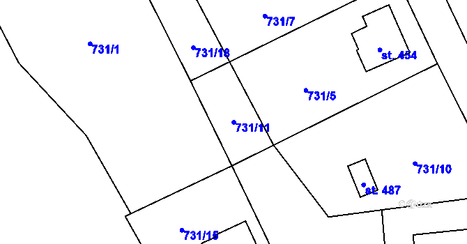 Parcela st. 731/11 v KÚ Frýdštejn, Katastrální mapa