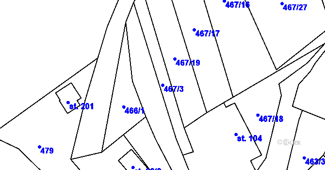 Parcela st. 467/3 v KÚ Ondříkovice, Katastrální mapa