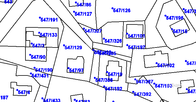 Parcela st. 547/385 v KÚ Frymburk, Katastrální mapa