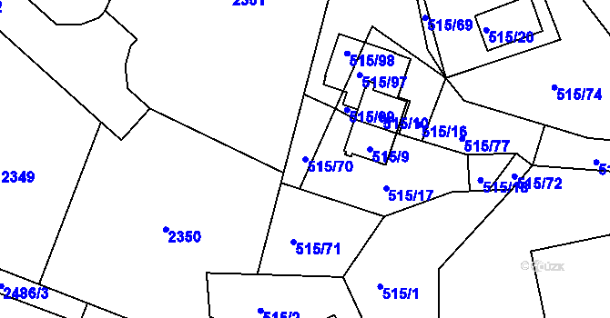 Parcela st. 515/70 v KÚ Frymburk, Katastrální mapa
