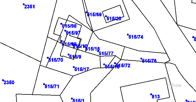 Parcela st. 515/77 v KÚ Frymburk, Katastrální mapa