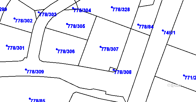 Parcela st. 778/84 v KÚ Frymburk, Katastrální mapa