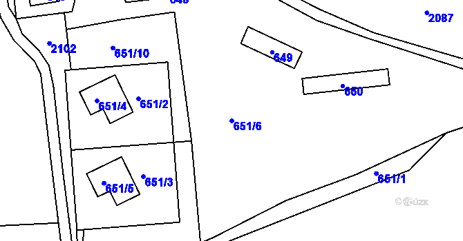 Parcela st. 651/6 v KÚ Frymburk, Katastrální mapa