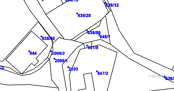 Parcela st. 651/8 v KÚ Frymburk, Katastrální mapa