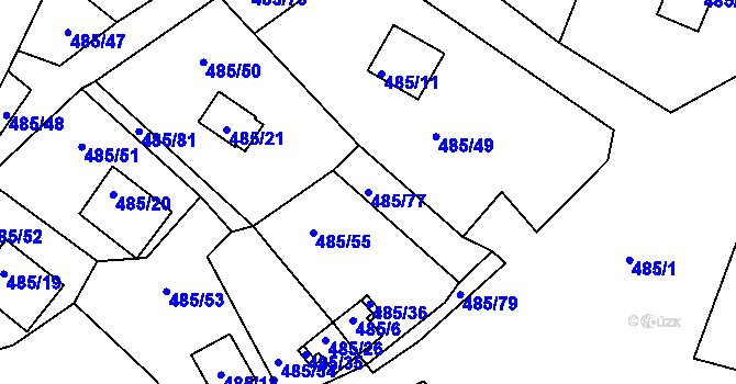 Parcela st. 485/77 v KÚ Frymburk, Katastrální mapa