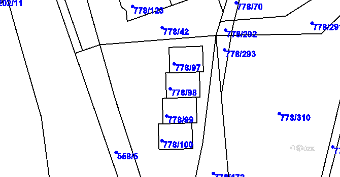 Parcela st. 778/98 v KÚ Frymburk, Katastrální mapa