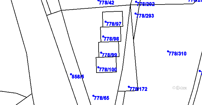 Parcela st. 778/99 v KÚ Frymburk, Katastrální mapa