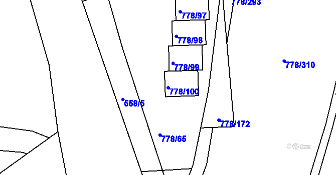 Parcela st. 778/100 v KÚ Frymburk, Katastrální mapa
