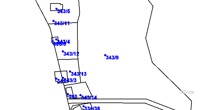 Parcela st. 343/9 v KÚ Frymburk, Katastrální mapa