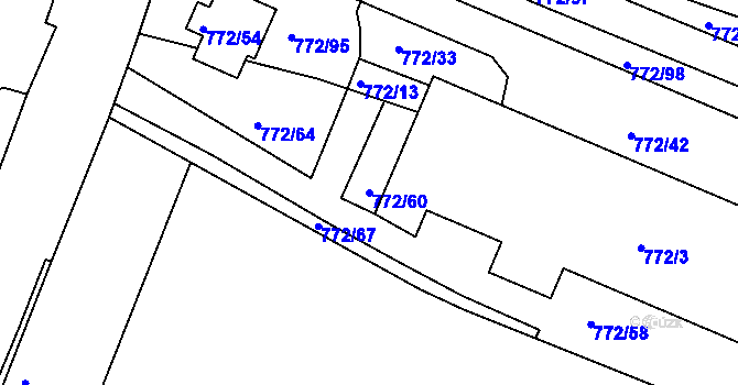 Parcela st. 772/60 v KÚ Frymburk, Katastrální mapa