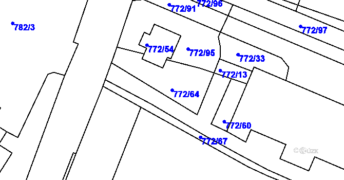 Parcela st. 772/64 v KÚ Frymburk, Katastrální mapa