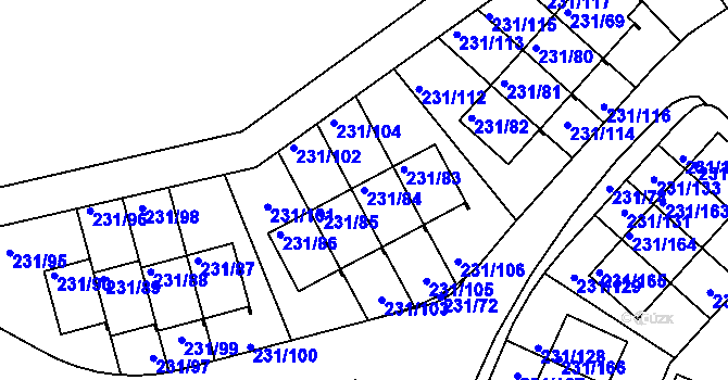 Parcela st. 231/84 v KÚ Frymburk, Katastrální mapa