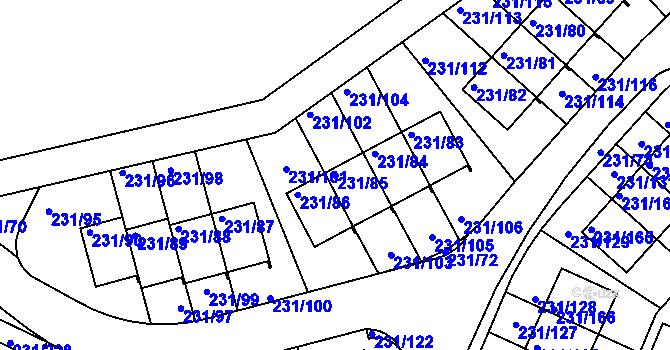 Parcela st. 231/85 v KÚ Frymburk, Katastrální mapa