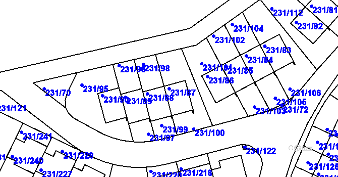 Parcela st. 231/87 v KÚ Frymburk, Katastrální mapa