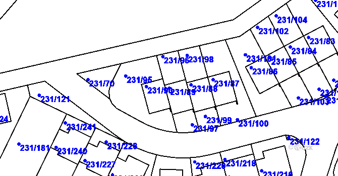 Parcela st. 231/89 v KÚ Frymburk, Katastrální mapa