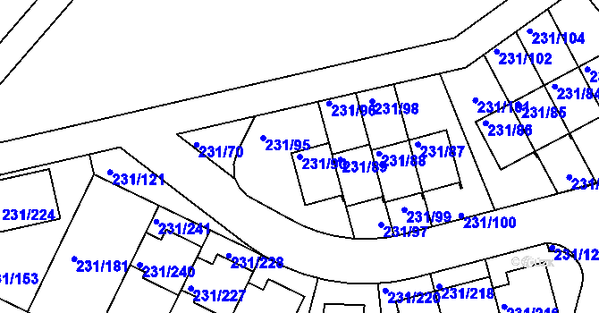 Parcela st. 231/90 v KÚ Frymburk, Katastrální mapa
