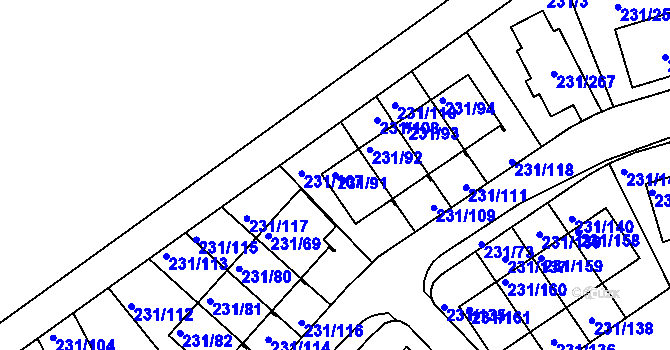 Parcela st. 231/91 v KÚ Frymburk, Katastrální mapa