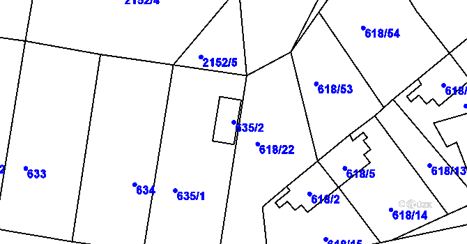 Parcela st. 635/2 v KÚ Frymburk, Katastrální mapa