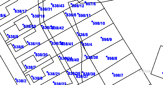 Parcela st. 636/4 v KÚ Frymburk, Katastrální mapa