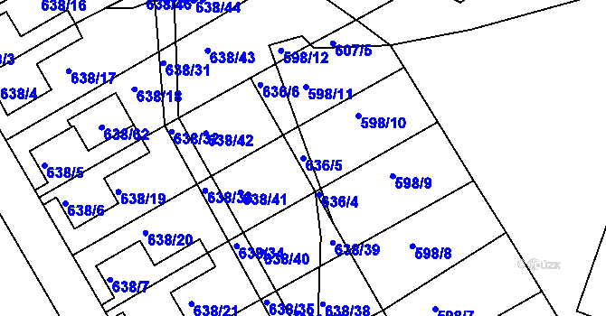 Parcela st. 636/5 v KÚ Frymburk, Katastrální mapa
