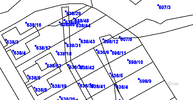 Parcela st. 636/6 v KÚ Frymburk, Katastrální mapa