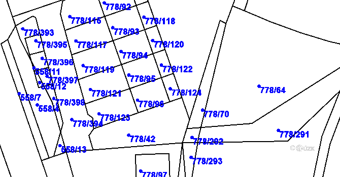 Parcela st. 778/124 v KÚ Frymburk, Katastrální mapa