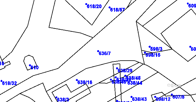 Parcela st. 636/7 v KÚ Frymburk, Katastrální mapa