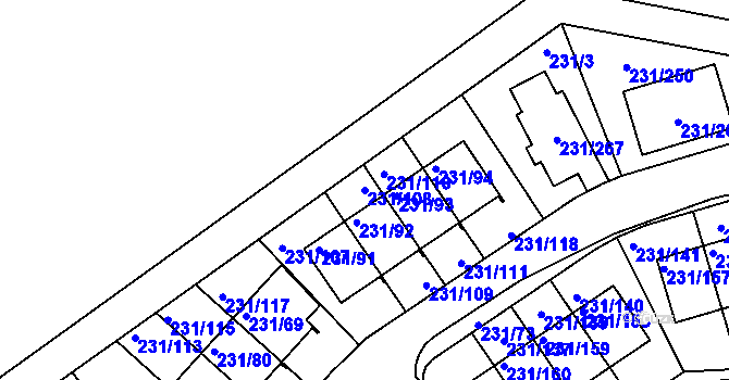 Parcela st. 231/108 v KÚ Frymburk, Katastrální mapa