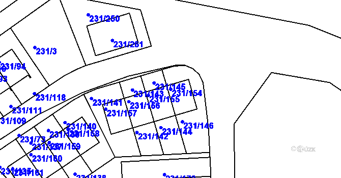 Parcela st. 231/154 v KÚ Frymburk, Katastrální mapa