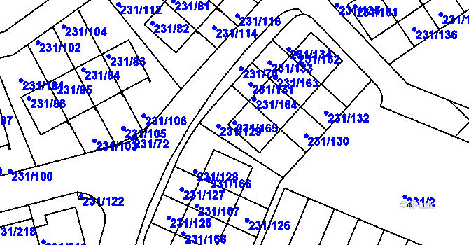 Parcela st. 231/165 v KÚ Frymburk, Katastrální mapa