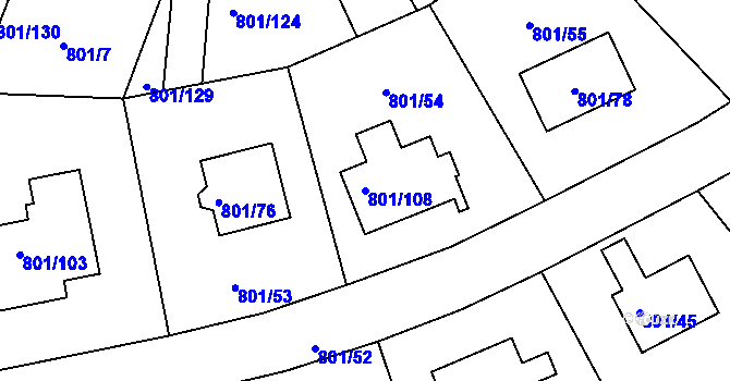 Parcela st. 801/108 v KÚ Frymburk, Katastrální mapa