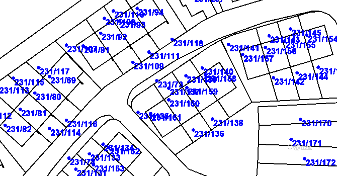 Parcela st. 231/137 v KÚ Frymburk, Katastrální mapa
