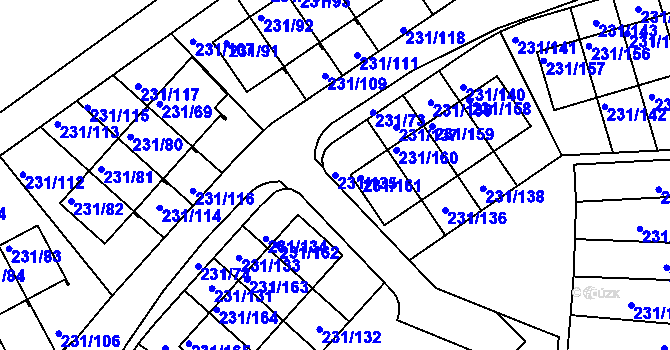 Parcela st. 231/135 v KÚ Frymburk, Katastrální mapa