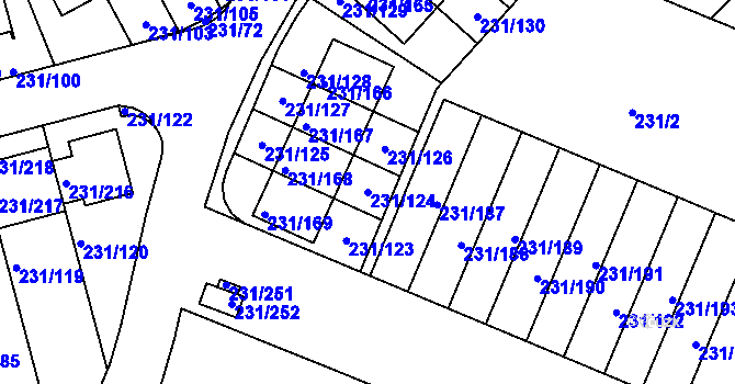 Parcela st. 231/124 v KÚ Frymburk, Katastrální mapa