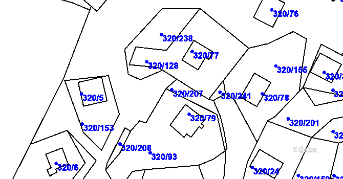 Parcela st. 320/207 v KÚ Frymburk, Katastrální mapa