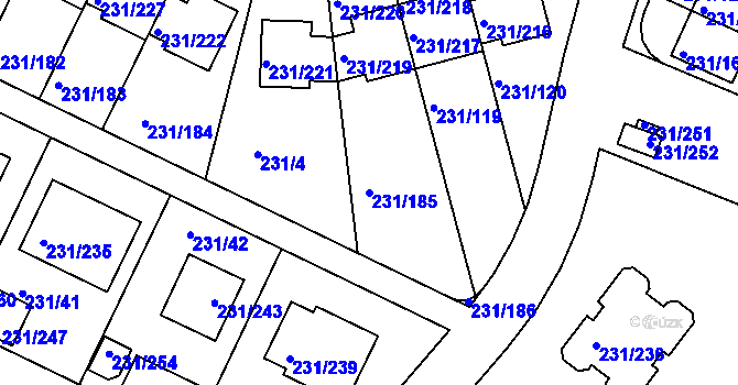 Parcela st. 231/185 v KÚ Frymburk, Katastrální mapa