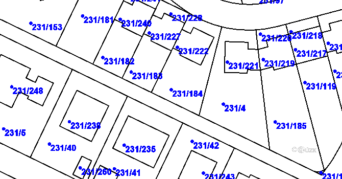 Parcela st. 231/184 v KÚ Frymburk, Katastrální mapa