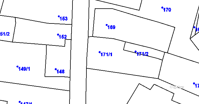 Parcela st. 171/1 v KÚ Frymburk, Katastrální mapa
