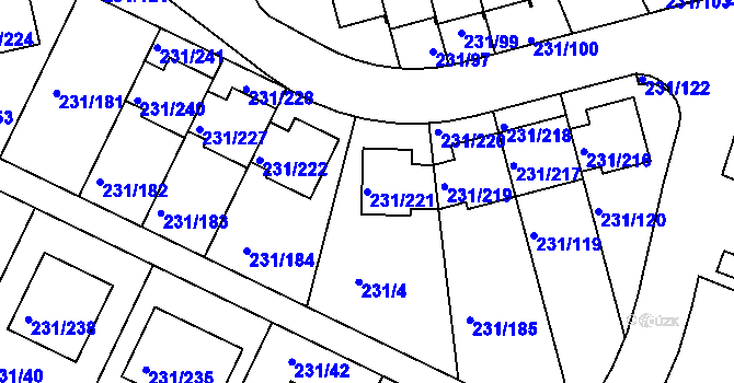 Parcela st. 231/221 v KÚ Frymburk, Katastrální mapa