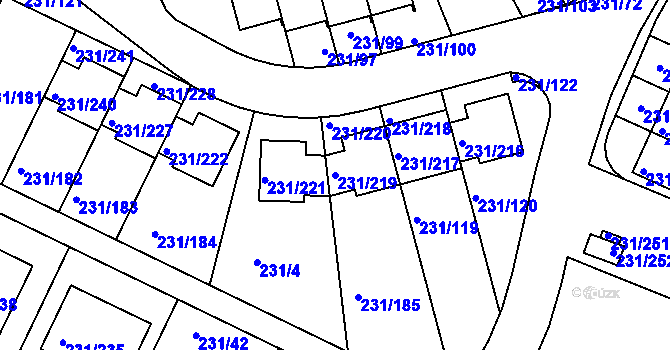 Parcela st. 231/219 v KÚ Frymburk, Katastrální mapa