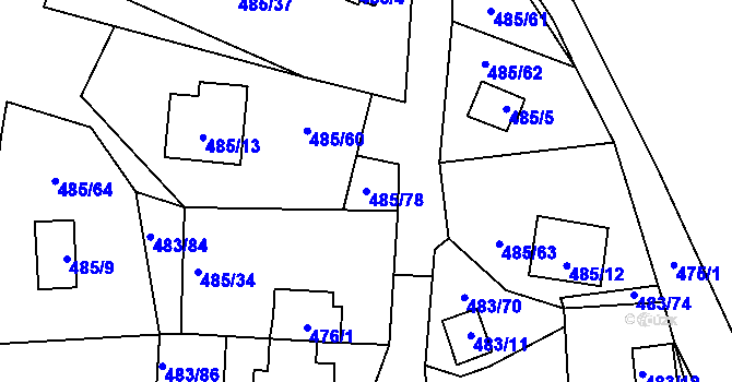 Parcela st. 485/78 v KÚ Frymburk, Katastrální mapa