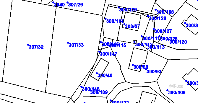 Parcela st. 300/147 v KÚ Frymburk, Katastrální mapa