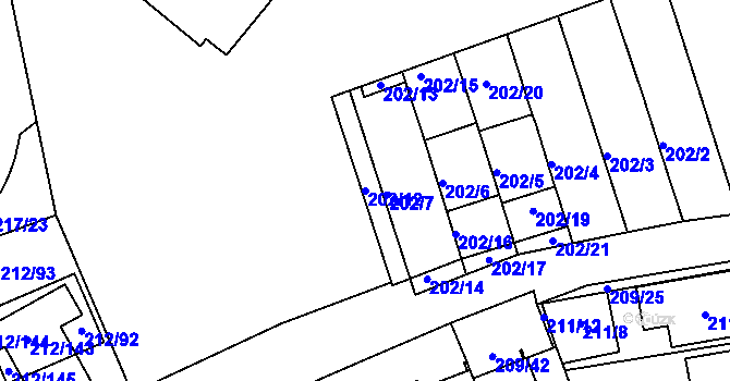 Parcela st. 202/12 v KÚ Frymburk, Katastrální mapa